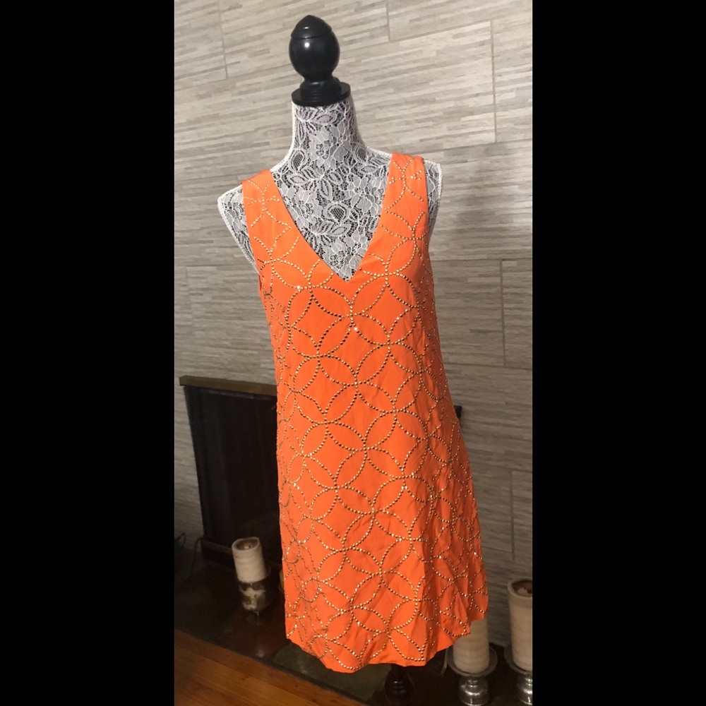 Orange Trina Turk v-neck shift dress size 2